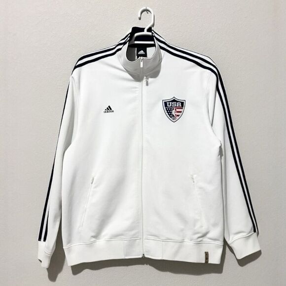 Adidas USA NBA Basketball Full Zip Track Jacket Sz Large Embroidered Logos Retro - Picture 3 of 13